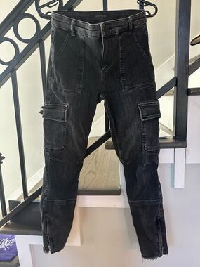 All Saints Washed Black Skinny Cargo Jeans